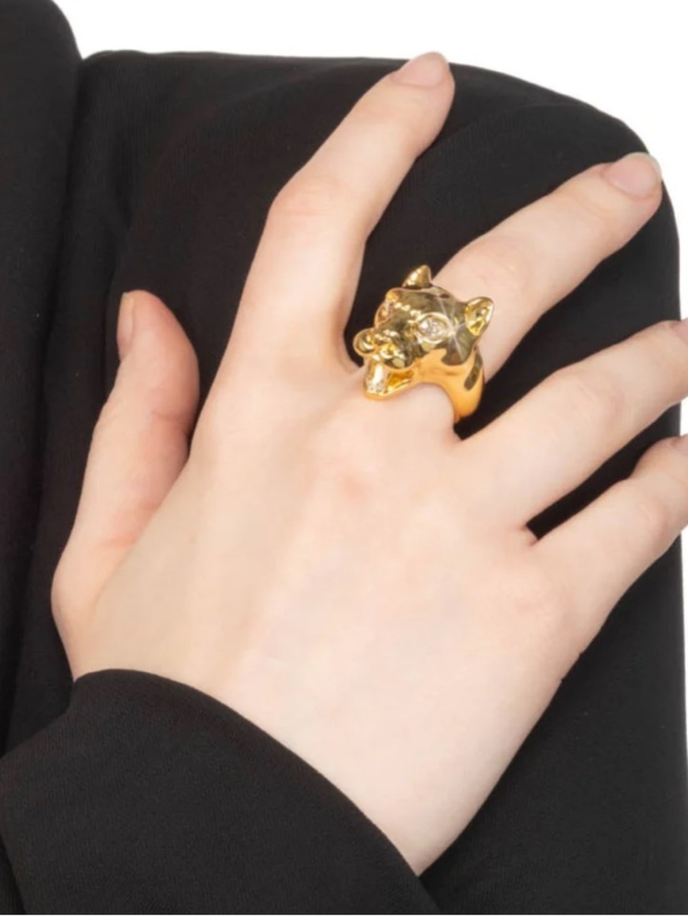 Alexis Bittar Gold Panther Visage Ring - Sz 8
